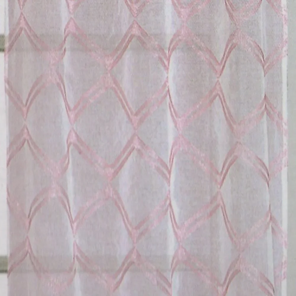 Sheer Curtains with Grommets 2 piece set Pink Blush Geometric Pattern